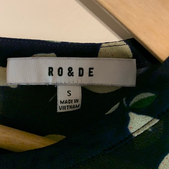 Ro & De Navy Lemon Print Swing Blouse Size S - Picture 7 of 8